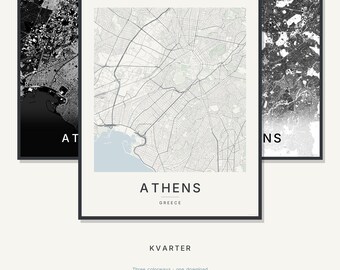 Athens Map Print, Athens Poster, Modern Wall Art, Minimalist City Map, Greece Printable, Digital Download, Housewarming Gift
