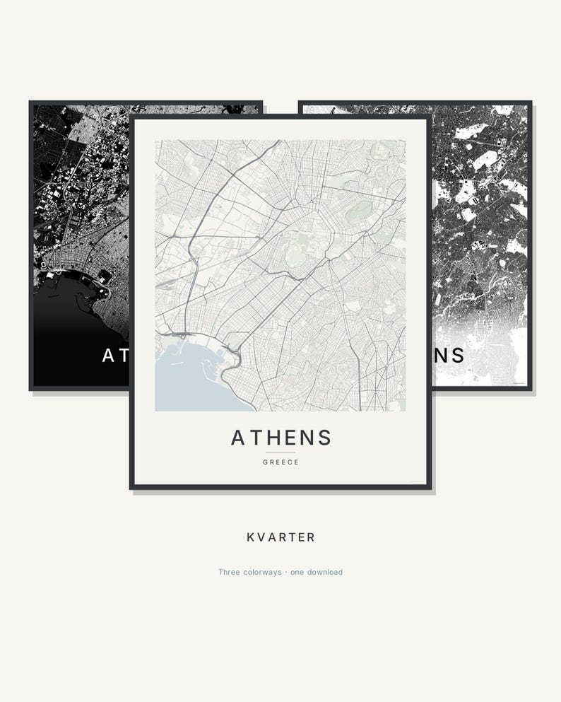 Athens map wall art — Listing image 01 — hero