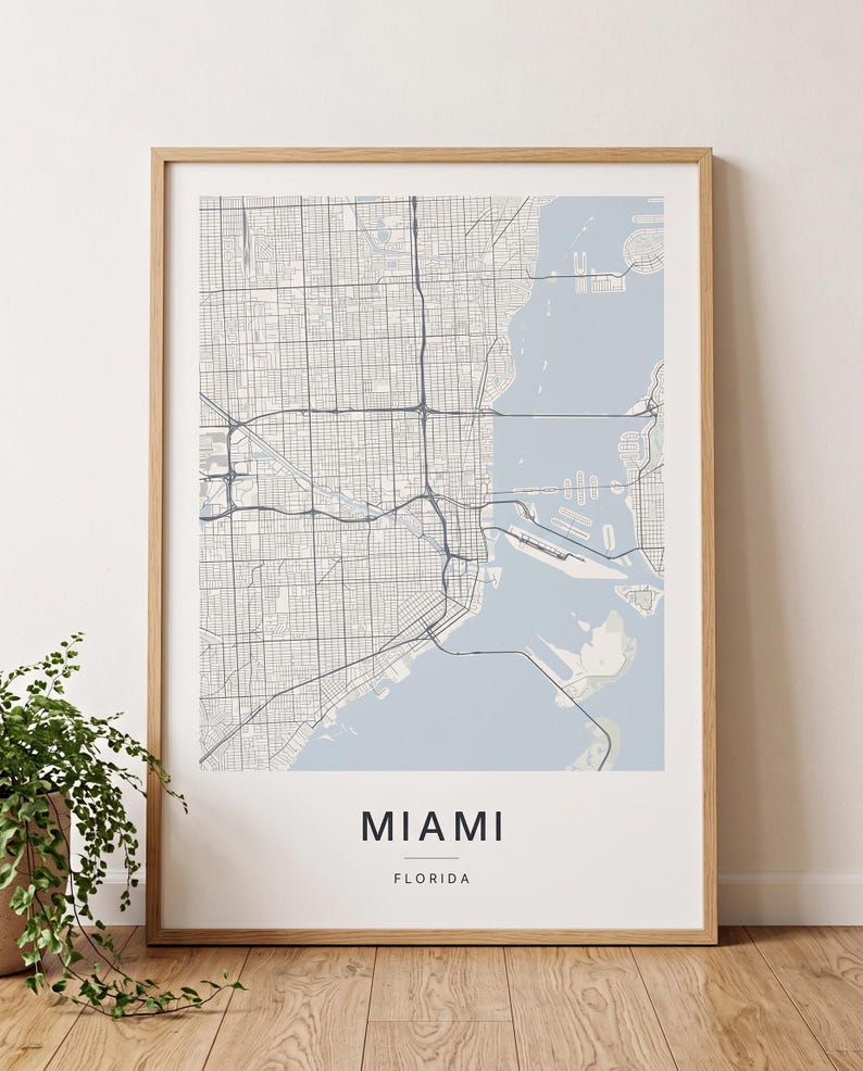 Miami map wall art — The poster in a room (AI-generated)