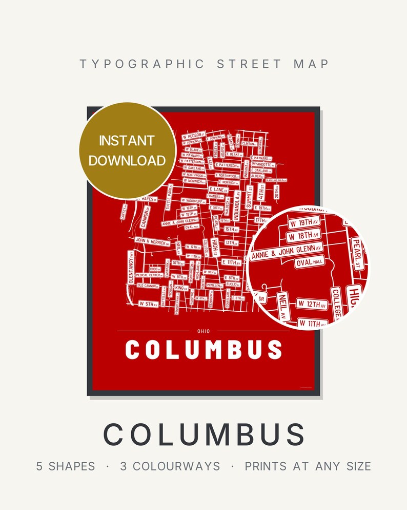 Columbus map wall art — Listing image 01 — hero