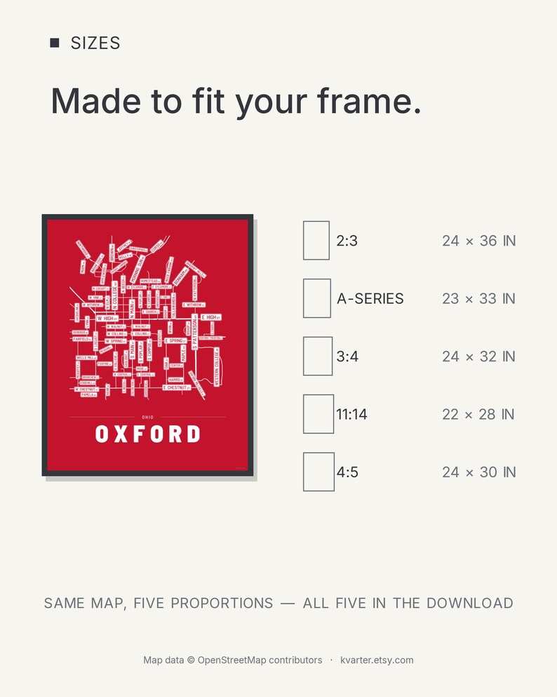 Oxford map wall art — Listing image 08 — sizes