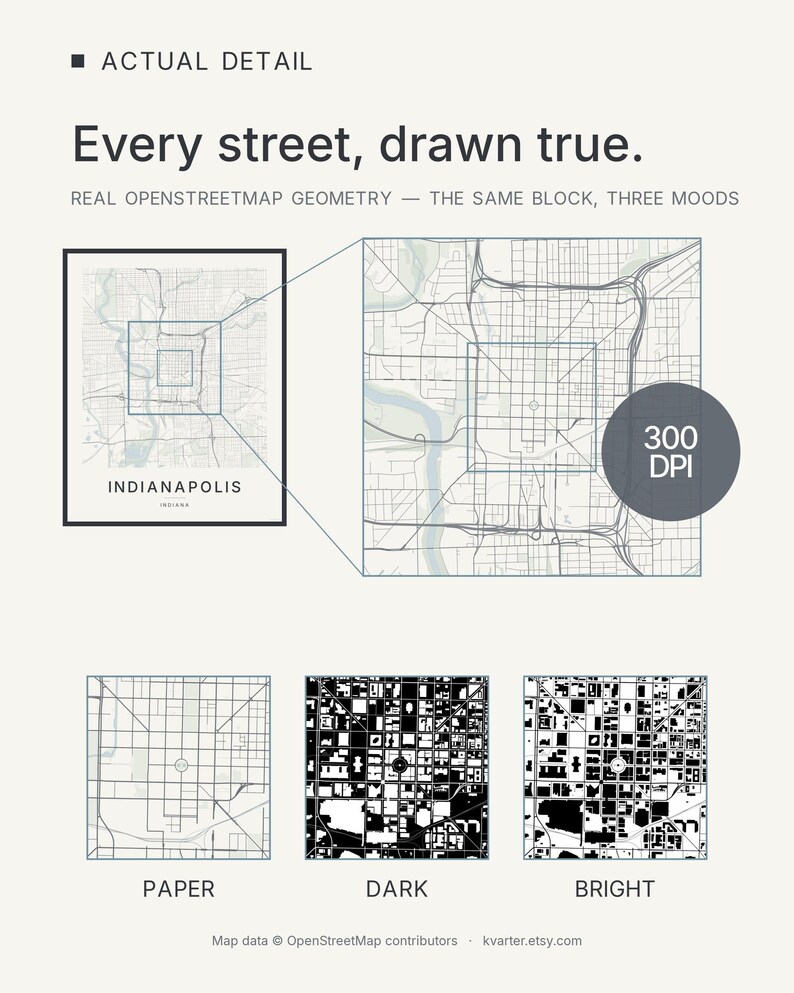 Indianapolis map wall art — Listing image 04 — detail