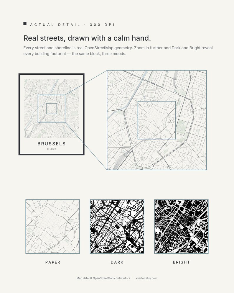 Brussels map wall art — Listing image 04 — detail