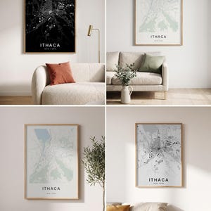 Ithaca map wall art — Listing image 02 — colorways