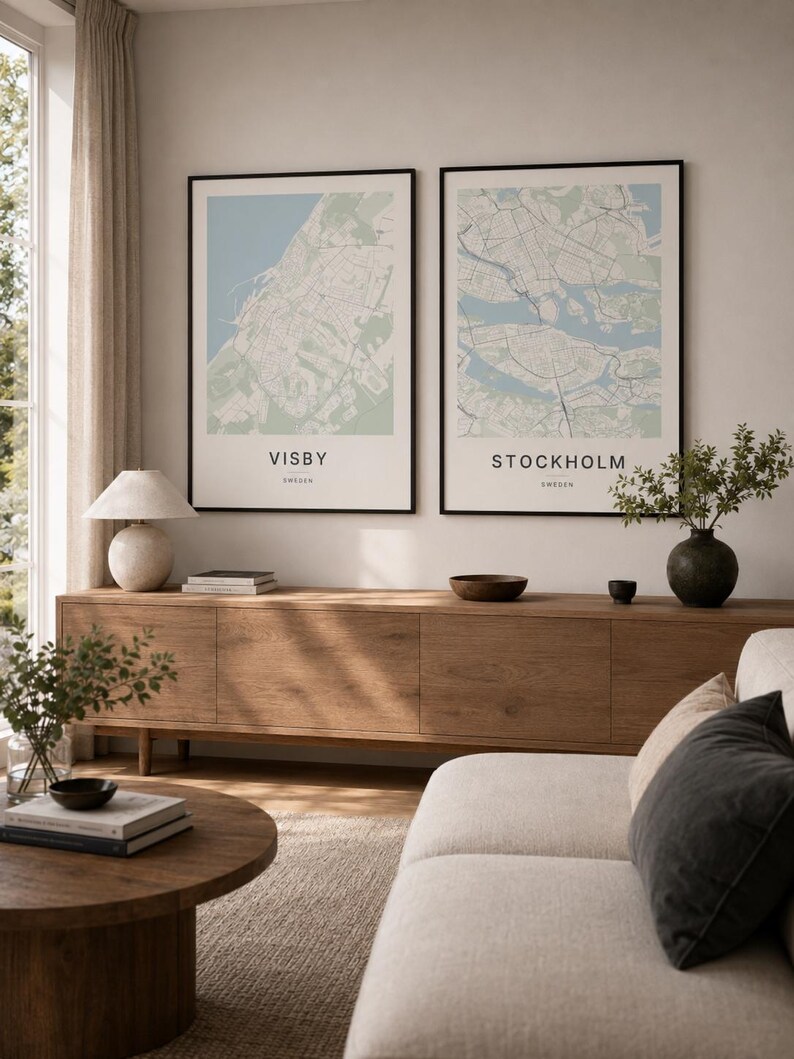 Visby Map Print, Wall Art, Printable, Digital Download, Minimalist City Map, Scandi Poster, Housewarming Gift image 4