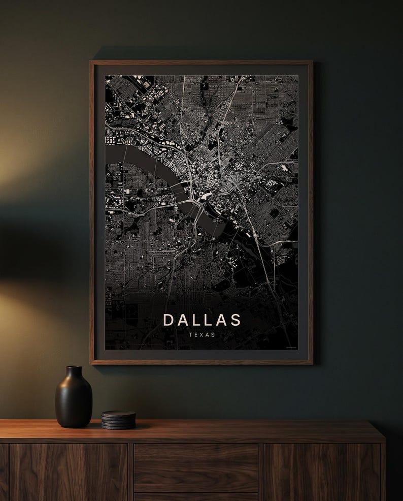 Dallas map wall art — The poster in a room (AI-generated)