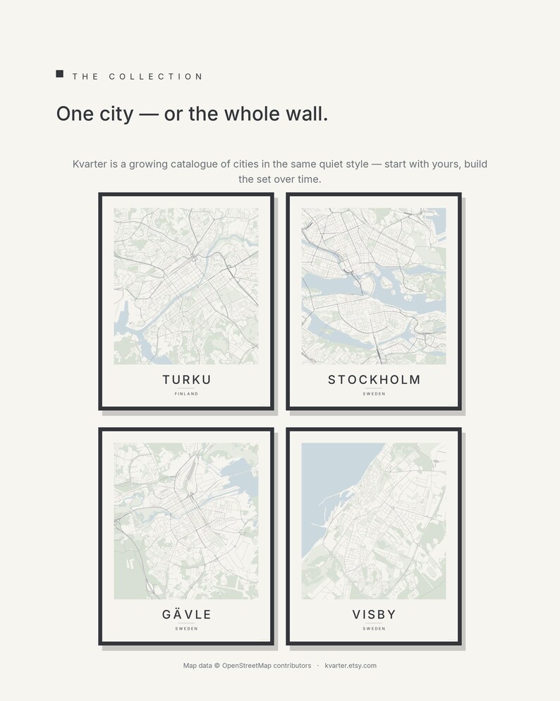 Turku Map Print, Wall Art, Printable, Digital Download, Minimalist City Map Poster, Scandi, Housewarming Gift image 7