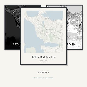 Reykjavik Map Print, City Poster, Printable Wall Art, Minimalist Digital Download, Scandi City Map, Housewarming Gift image 1