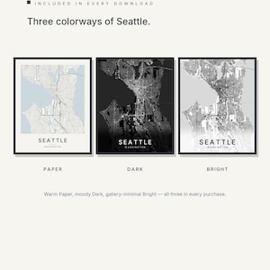 Seattle map wall art — Listing image 02 — colorways