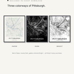 Pittsburgh map wall art — Listing image 02 — colorways