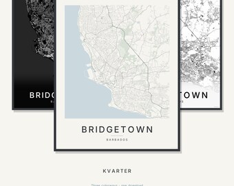 Bridgetown Map Print, Bridgetown Poster, Modern Wall Art, Minimalist City Map, Barbados Printable, Digital Download, Housewarming Gift