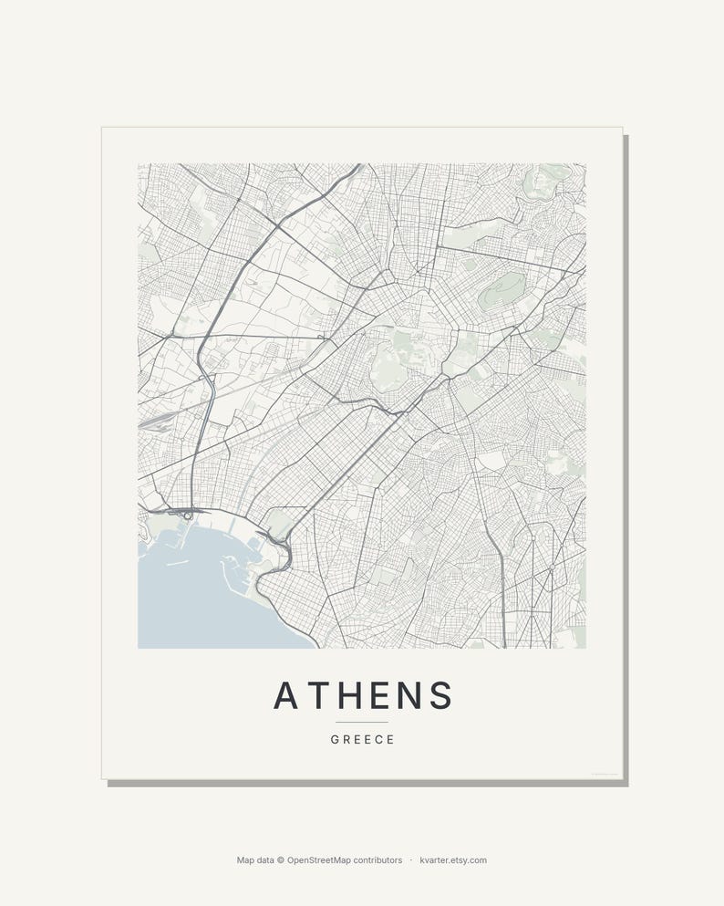 Athens map wall art — Listing image 03 — flat