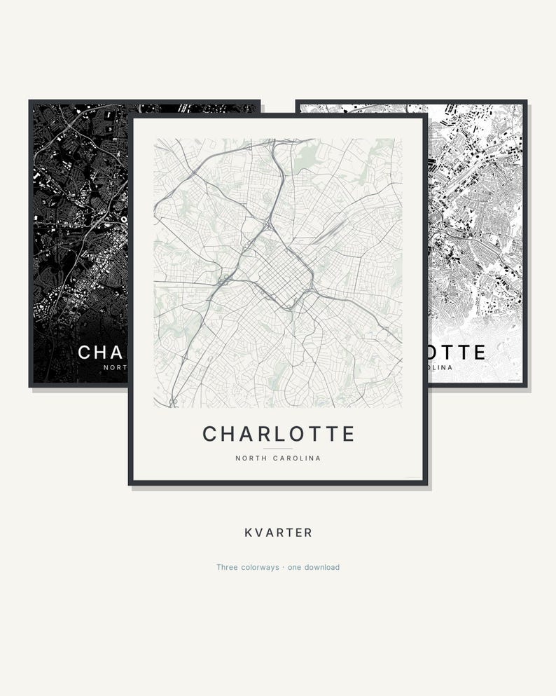 Charlotte map wall art — Listing image 01 — hero