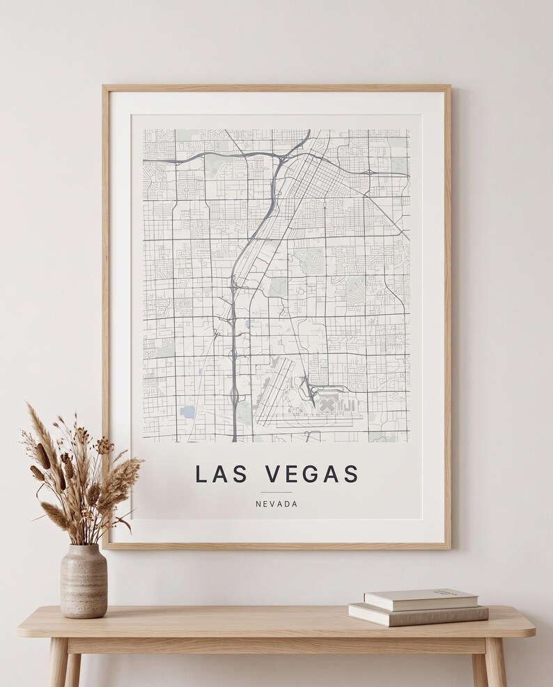 Las Vegas map wall art — The poster in a room (AI-generated)