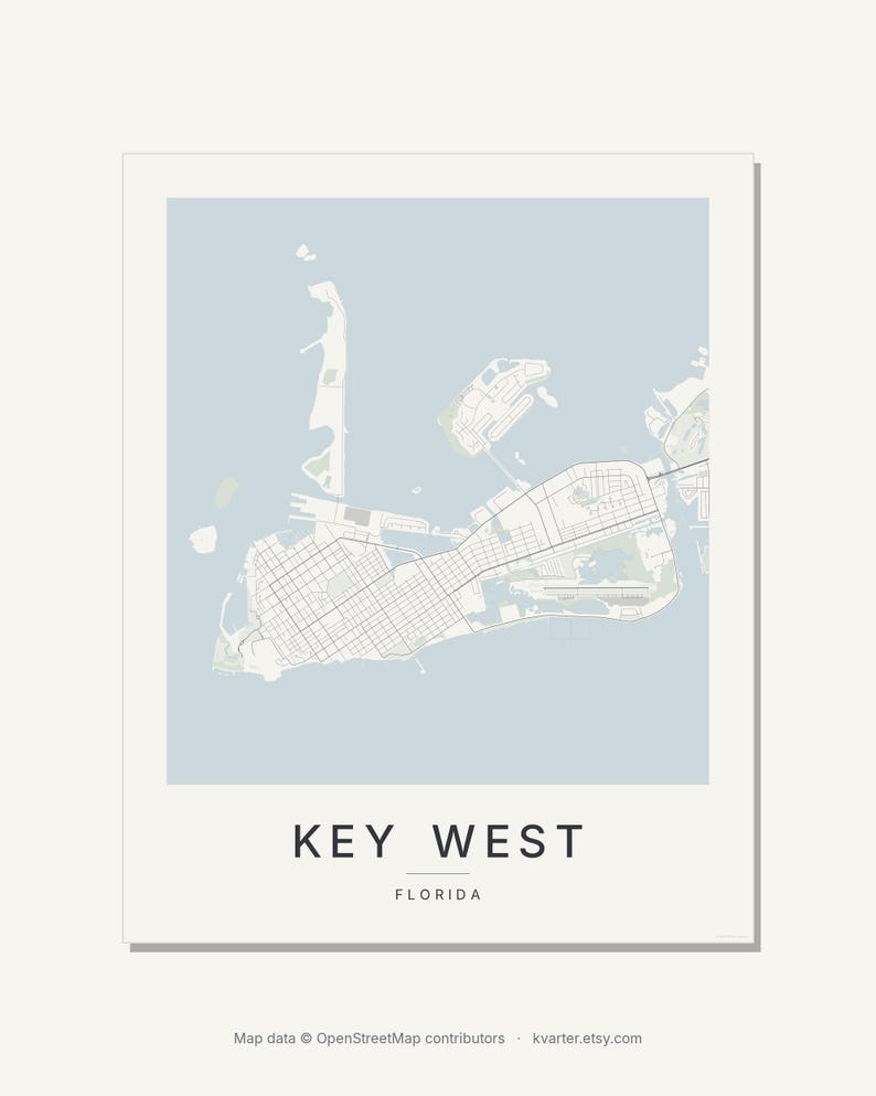Key West map wall art — Listing image 03 — flat