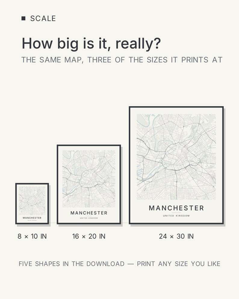 Manchester map wall art — Listing image 03 — flat