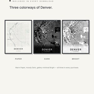 Denver map wall art — Listing image 02 — colorways