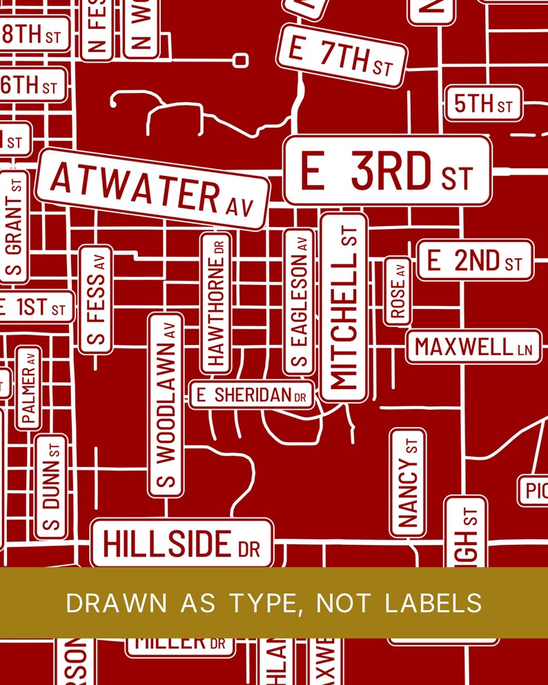 Bloomington map wall art — Listing image 06 — platecraft