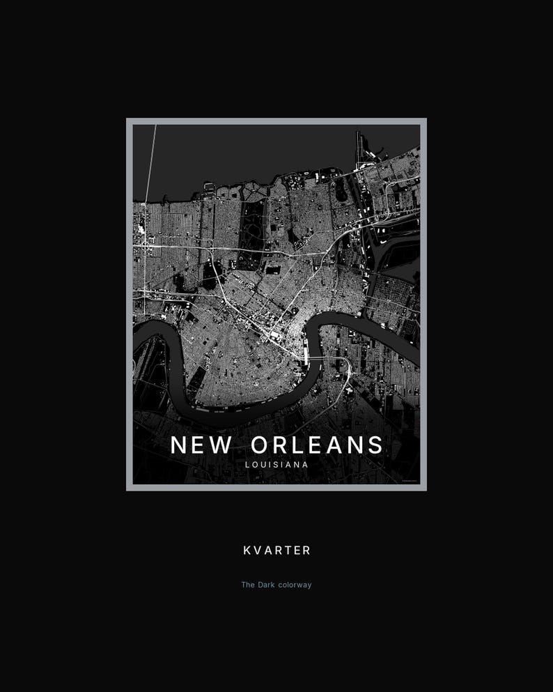 New Orleans map wall art — Listing image 08 — hero dark