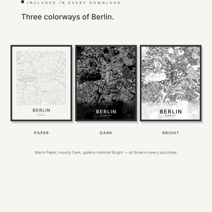 Berlin map wall art — Listing image 02 — colorways