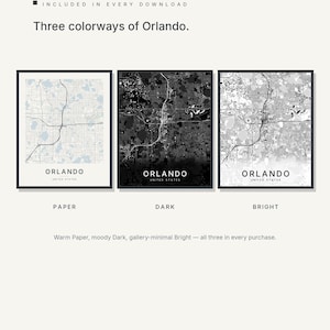 Orlando map wall art — Listing image 02 — colorways