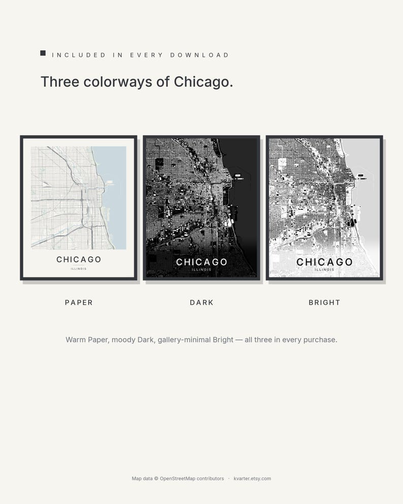 Chicago map wall art — Listing image 03 — flat