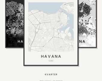 Stadtplan von Havanna, Havanna-Poster, Moderne Wandkunst, Minimalistischer Stadtplan, Kuba-Druckvorlage, Digitaler Download, Einzugsgeschenk