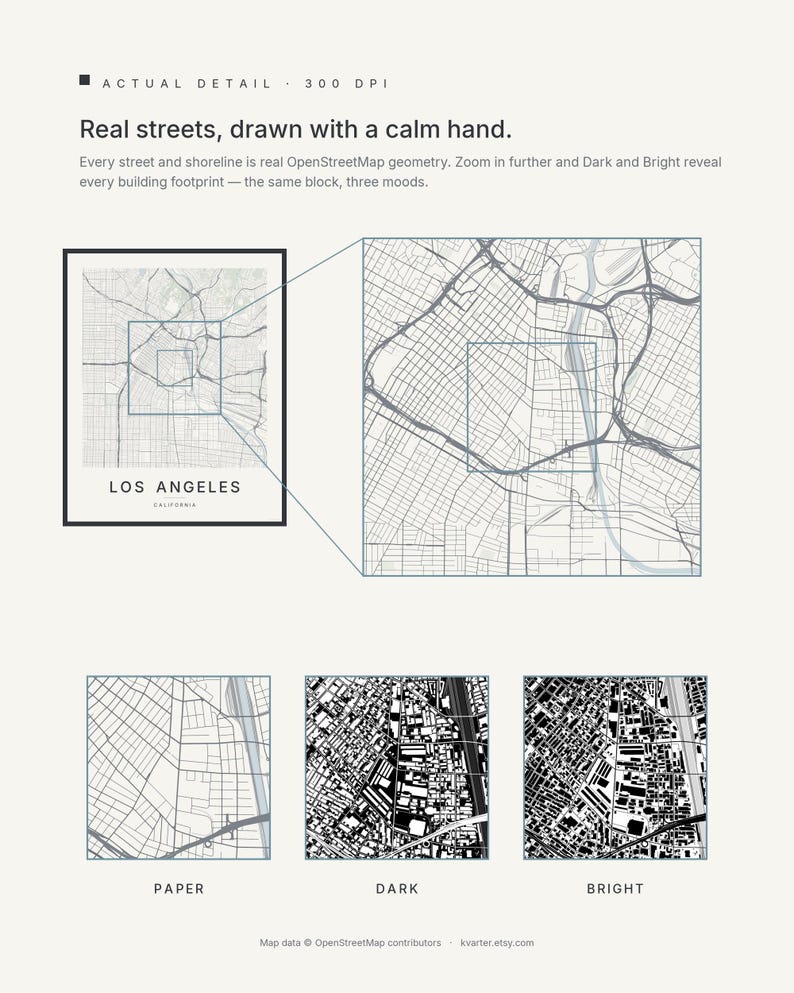 Los Angeles map wall art — Listing image 04 — detail