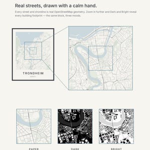 Trondheim map wall art — Listing image 04 — detail