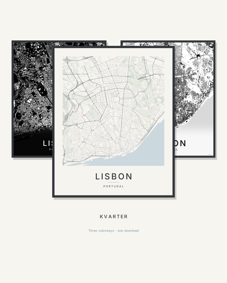 Lisbon map wall art — Listing image 01 — hero