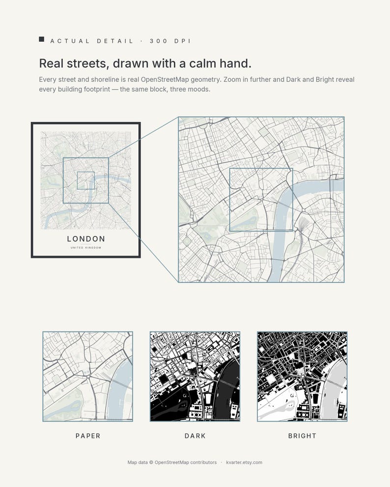 London map wall art — Listing image 04 — detail