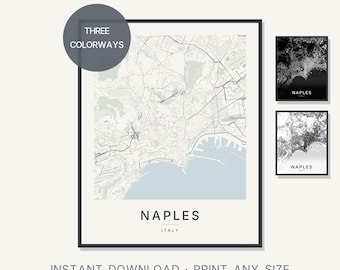 Naples Italy Map Print, Minimalist City Wall Art (Digital Download)