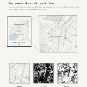 Halmstad Map Print, Wall Art, Printable, Digital Download, Minimalist City Map Poster, Scandi, Housewarming Gift image 3