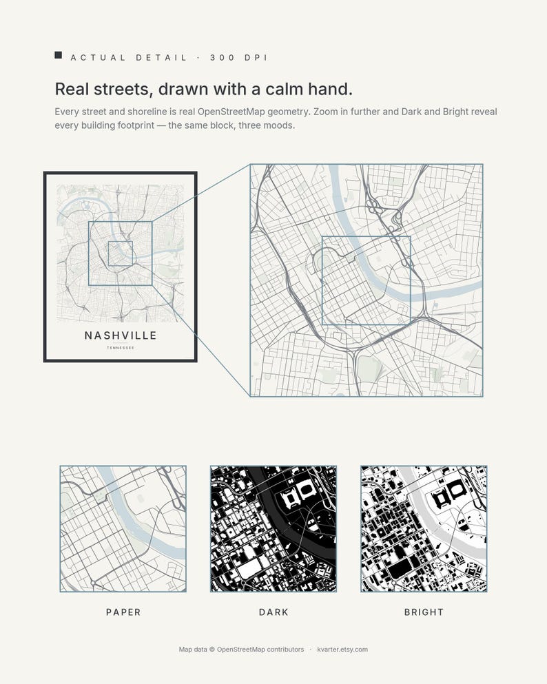 Nashville map wall art — Listing image 04 — detail