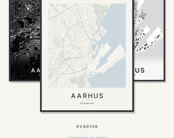 Aarhus Map Print, Aarhus Poster, Scandinavian Wall Art, Minimalist City Map, Denmark Printable, Digital Download, Housewarming Gift