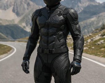 Men's Black Armored Cowhide Leather Motorcycle Racing Suit | Tactical Biker Gear