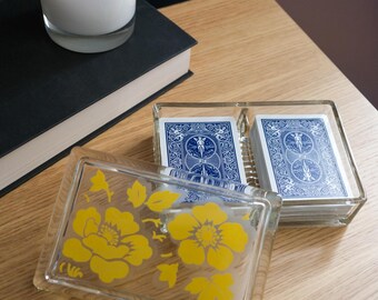 Vintage Glass Playing Card Holder