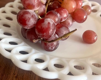 Scroll and Eye Milk Glass Plate