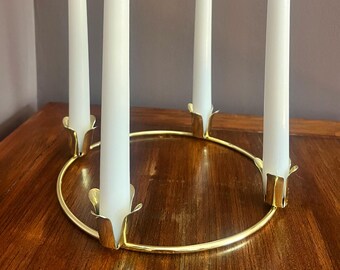 Floral Brass Candle Centerpiece