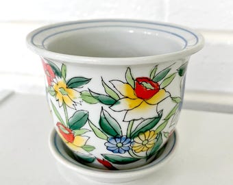 Small Porcelain Pot with Drip Tray