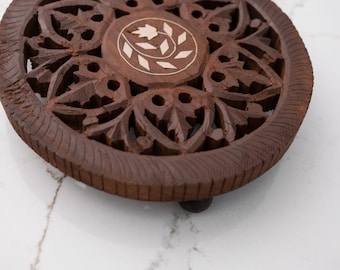 Hand-Carved Wooden Trivet