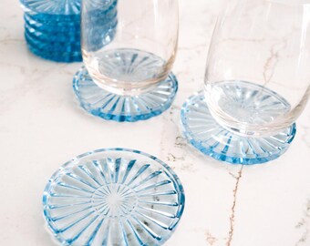 Posavasos de cristal azul (juego de 8)