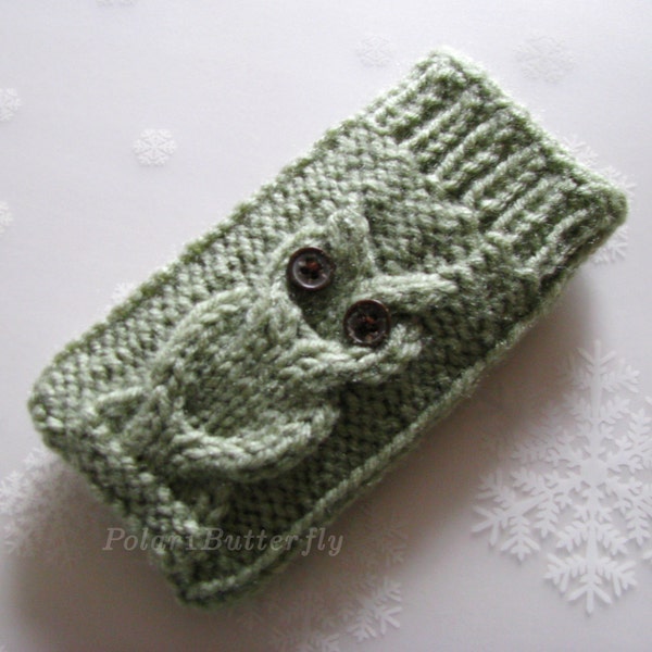 iPod Touch case iPhone 5 cover Samsung HTC Droid Incredible bag Smartphone sleeve mobile Blackberry knit Owl in Ancient Green /Grayish Green