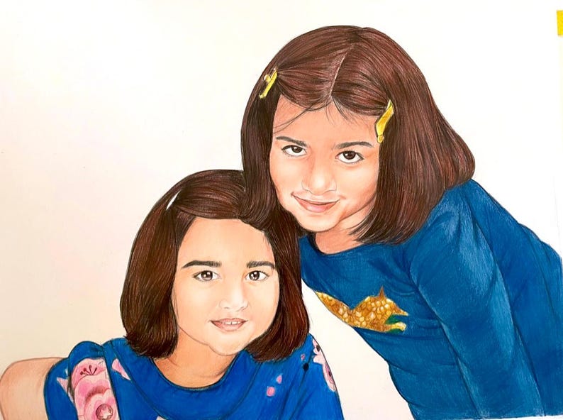 Custom Baby Portrait Commission: Hand-Drawn Colored Pencil Sketch Art image 8