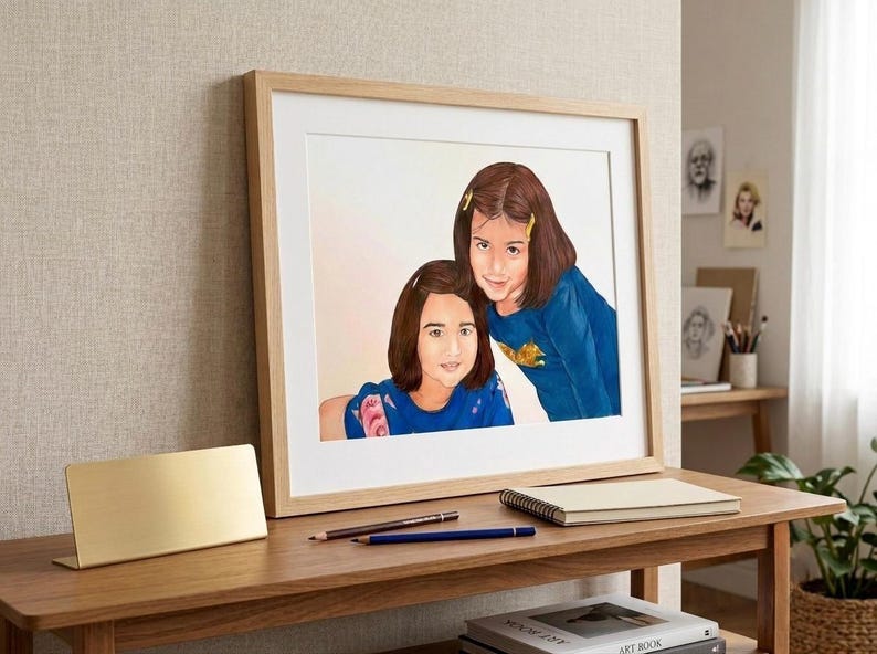 Custom Baby Portrait Commission: Hand-Drawn Colored Pencil Sketch Art image 7