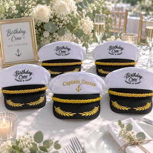Personlig broderad kaptenskepp, sjömanskepp med eget namn, bästispresent, brudgumsmössa, svensexa/svenskämt/bröllopspresent