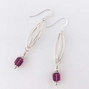 Pink Earrings Swarovski Crystal and Sterling Silver Fuchsia Bold Drop Earrings Bright Pink Dangle Earrings Handmade Gift for Her