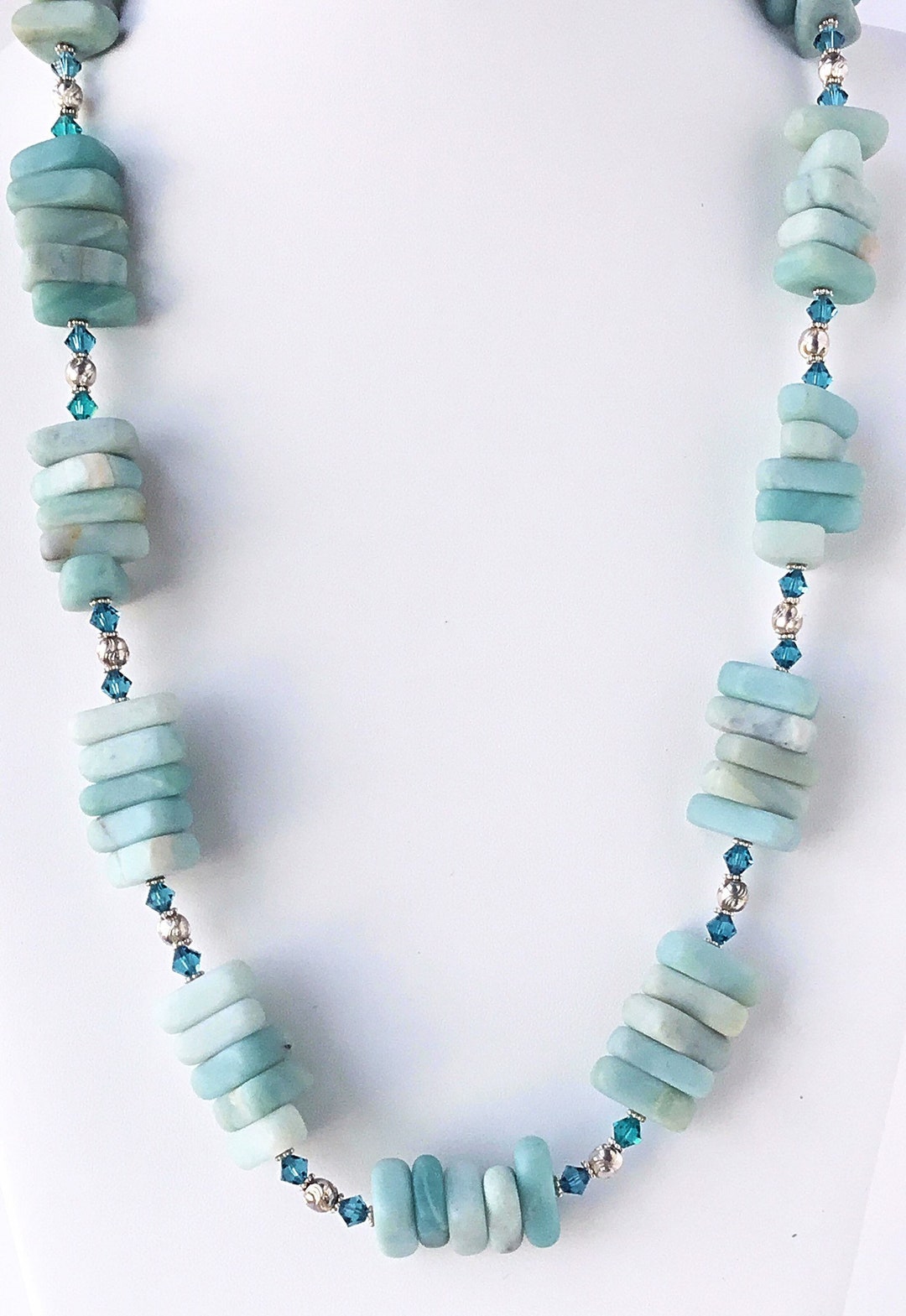 Gemstone Necklace-light Blue Amazonite Necklace-bold Gemstone - Etsy