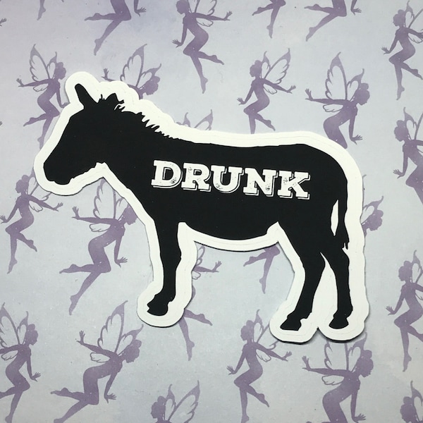 drunk ass donkey sticker for tumbler, white elephant gifts funny stickers for water bottle, stocking stuffers for adults, 21st birthday