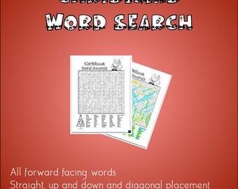Christmas word search for kids printable, elementary school class Christmas party games digital download, winter break classroom activities